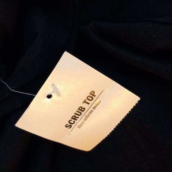 Black Scrub Top S V neck Short Sleeves NEW - Picture 10 of 10